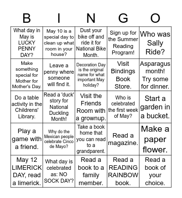 MAY LIBRARY Bingo Card