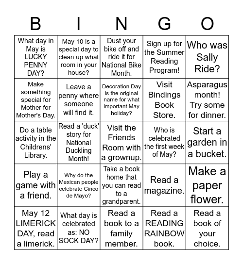 MAY LIBRARY Bingo Card