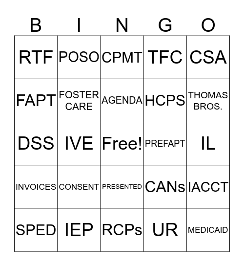 CSA Bingo Card