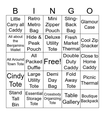 Thirty-One Bingo Card