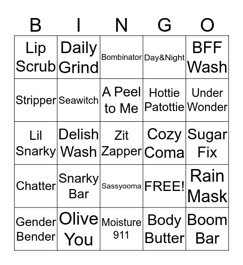 Posh Bingo $5 Square Bingo Card