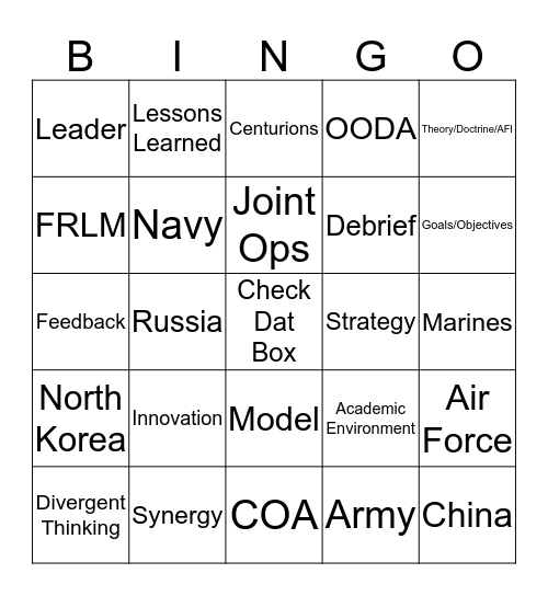 SOS Bingo Card