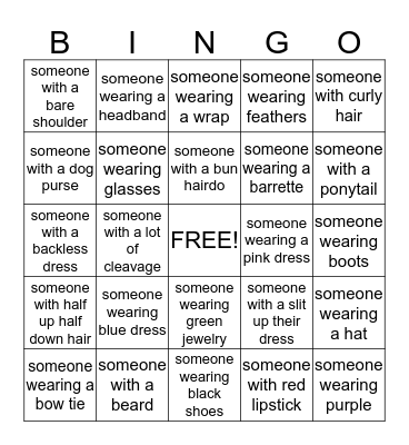 Oscar Red Carpet Bingo Card