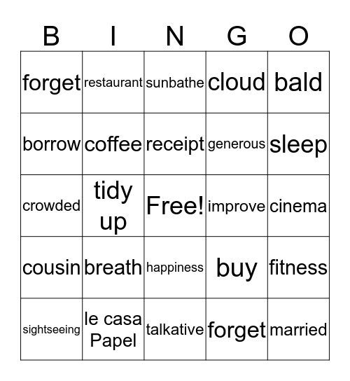 Bingo Time Bingo Card