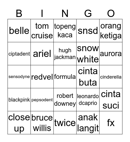 maen Bingo Card