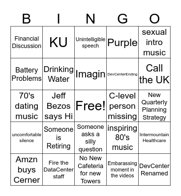 Town Hall Bingo Card