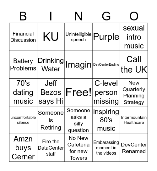 Town Hall Bingo Card