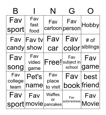 Back to School Bingo Card