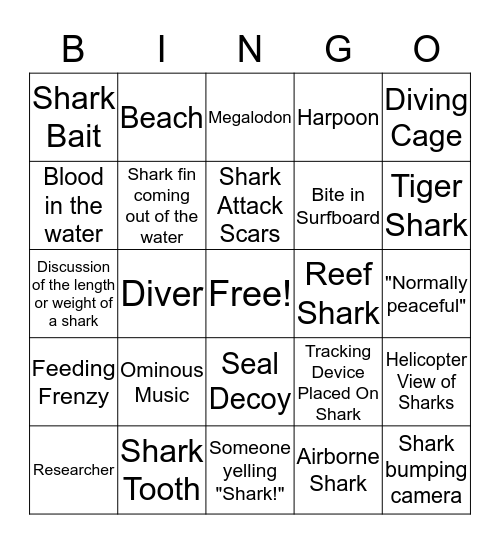 Shark Week!! Bingo Card