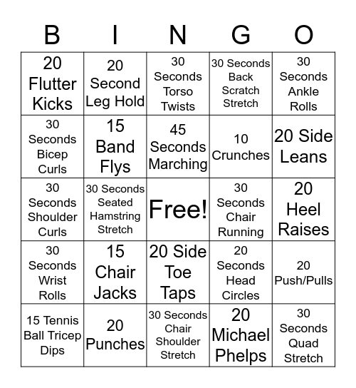 Fit Bingo Card