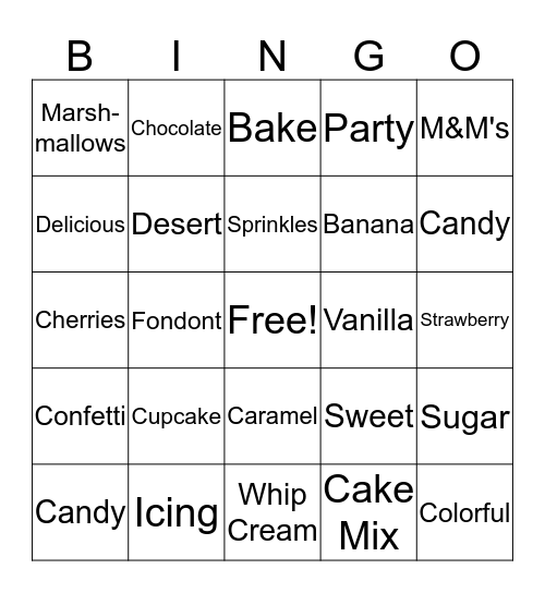 Cupcake Bingo Card