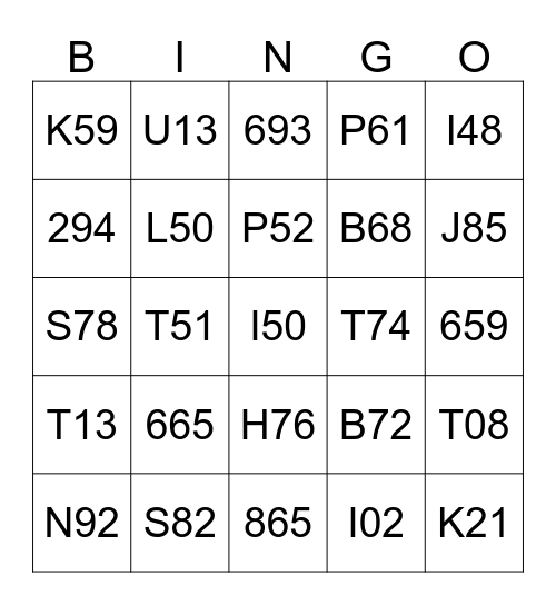BINGO CALL CENTER Bingo Card