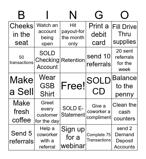 August Referral Contest!!! Bingo Card