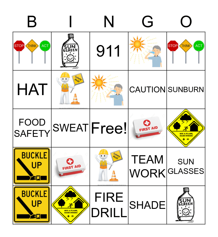 Safety First Bingo Card