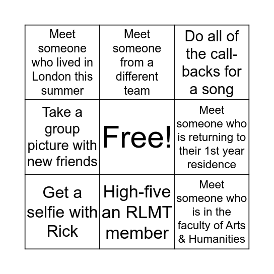 Rick McGhie Social Bingo Card
