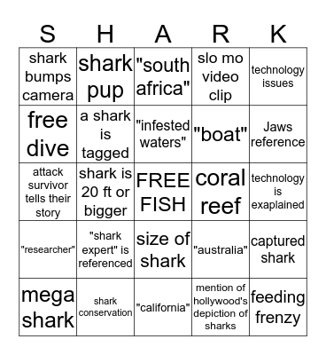 SHARK WEEK Bingo Card
