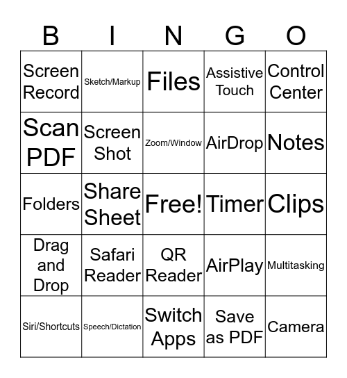iPad Bingo! Bingo Card