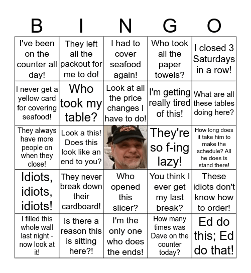 Angry Smurf Bingo Card