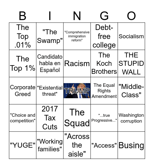 DEMOCRATIC DEBATE #2 Bingo Card