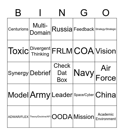 SOS Bingo Card