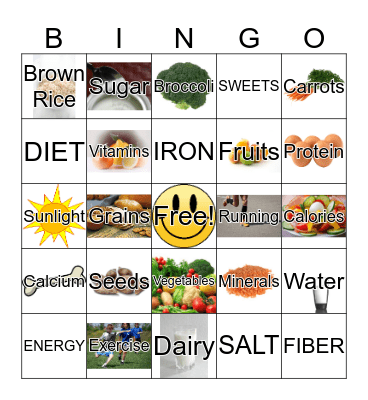Nutrition to Grow On Bingo Card