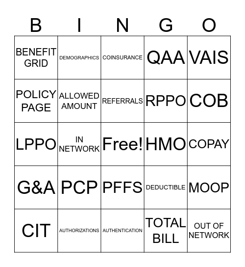 HUMANA  Bingo Card