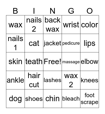 hair dresser bingo Card