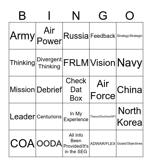 SOS Bingo Card