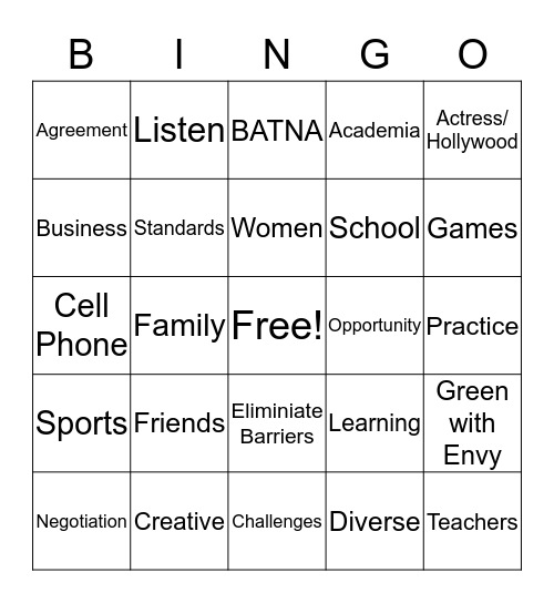 PROGRESS  Bingo Card
