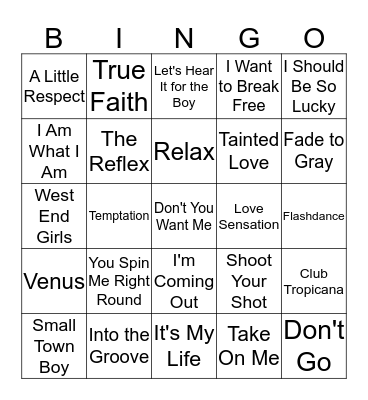 80's Pride Bingo Card