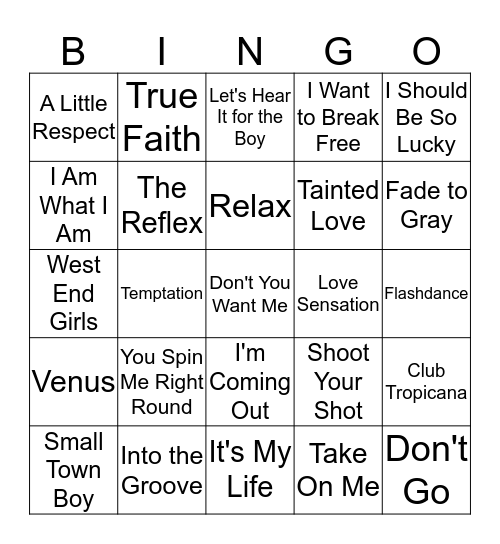 80's Pride Bingo Card