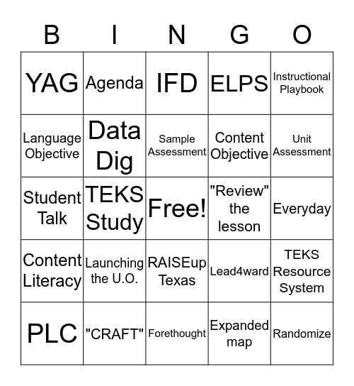 IPAC & UO Bingo Card