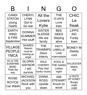 PRIDE DISCO Bingo Card