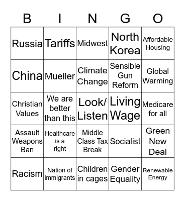 Debate Catchphrase Bingo Card