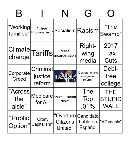 DEMOCRATIC DEBATE #2 Bingo Card