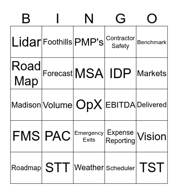 PDMT Region Meeting Bingo Card