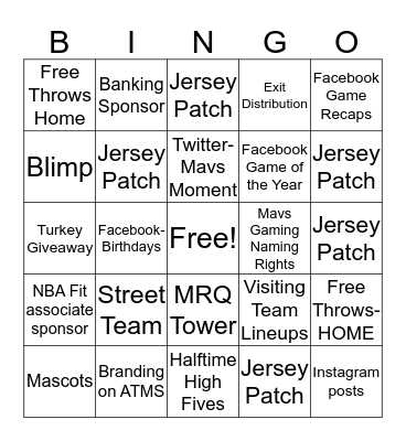 Sponsorship Sales Bingo Card
