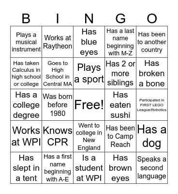 People Bingo Card