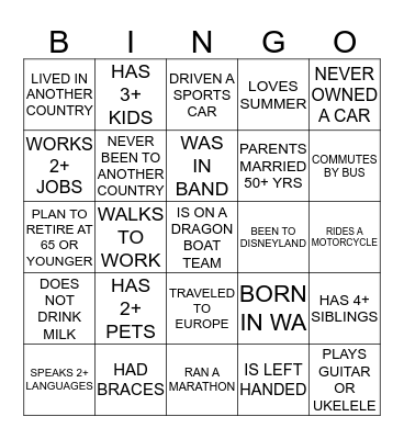 Equity Bingo Card