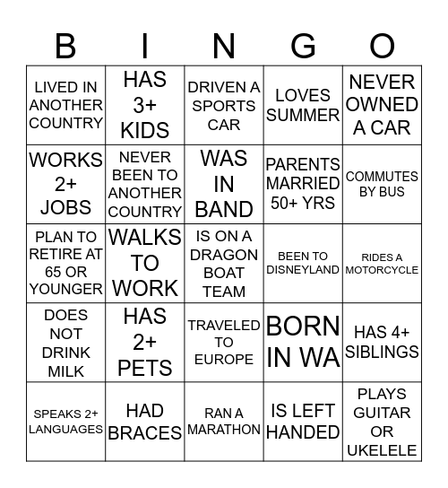 Equity Bingo Card