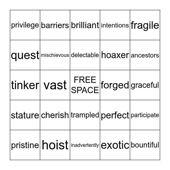 4th- Wks. 15, 16, 17 Bingo Card
