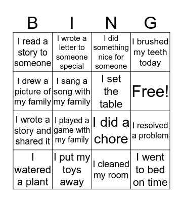 Helping Bingo Card