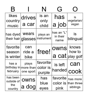 PA BINGO Card