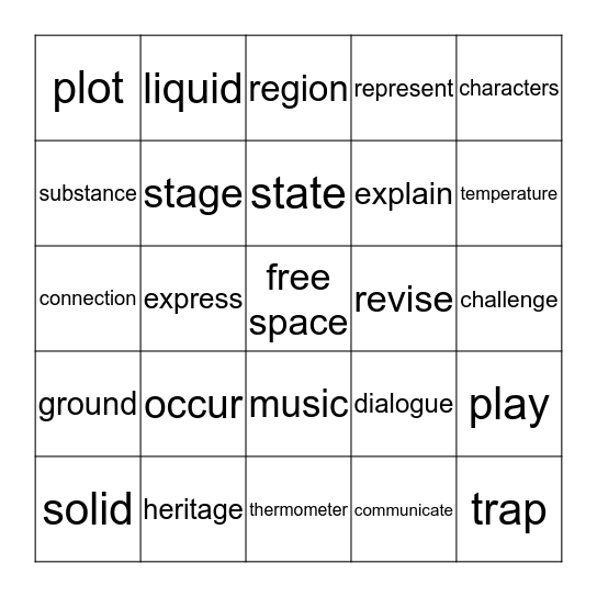 3rd- Wks. 15, 16, 17 Bingo Card