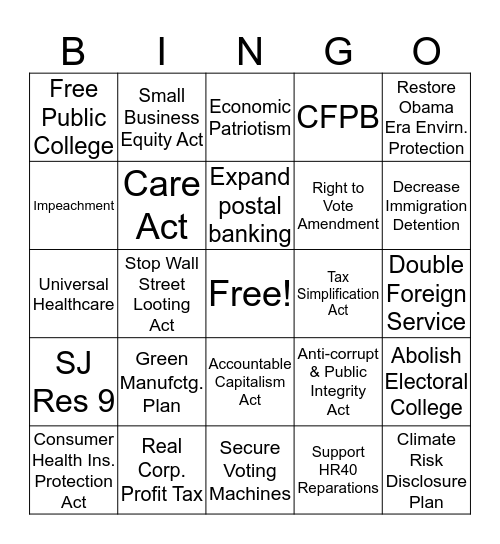 Warren Bingo Card