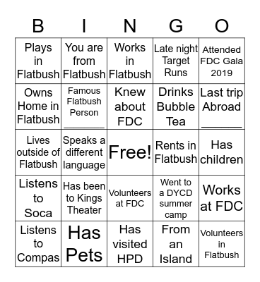 FDC BINGO Card