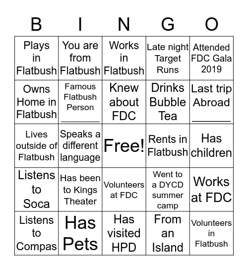 FDC BINGO Card