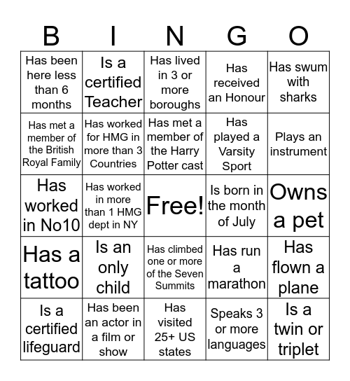 BCG BINGO - New York Edition Bingo Card