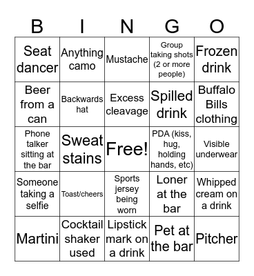 Buffalo Bar Bingo Card