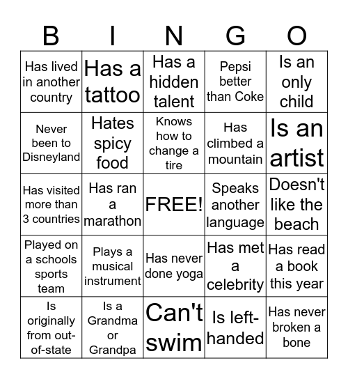 TEAM CPG Bingo Card